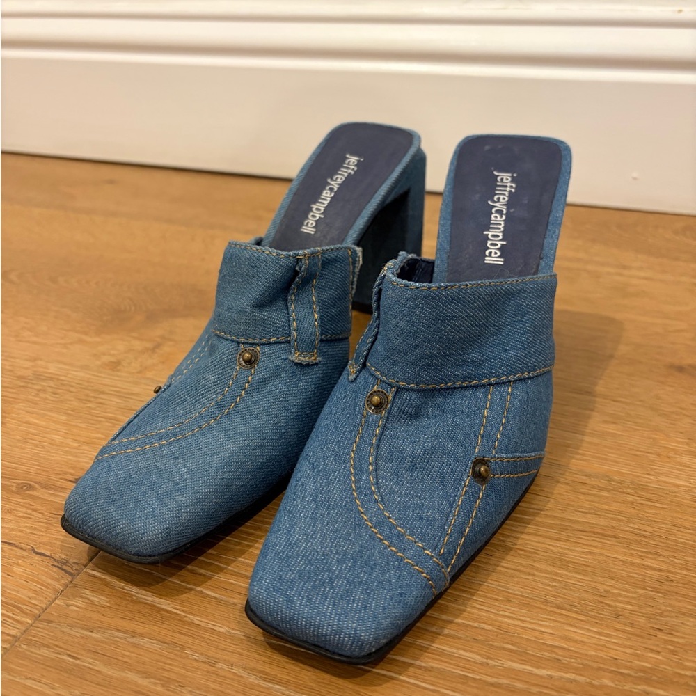 Jeffrey Campbell Blue Denim Mule Heels